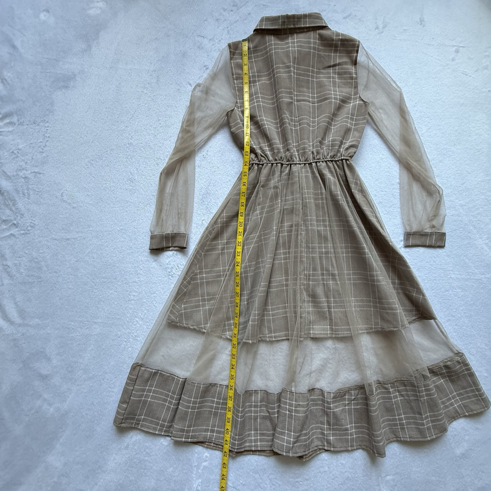 VTG Bespoke Handmade Unlabeled Dress S Cottagecore Prairie Trad 60s Layer Flare