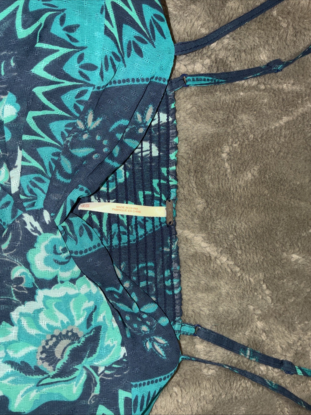 Free People Eternal Spring Mini Dress Floral Navy/Teal Flowy Boho Size XS