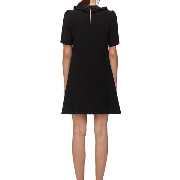 Self-Portrait Black Lace Bib Crepe Mini Dress UK 6 US 2