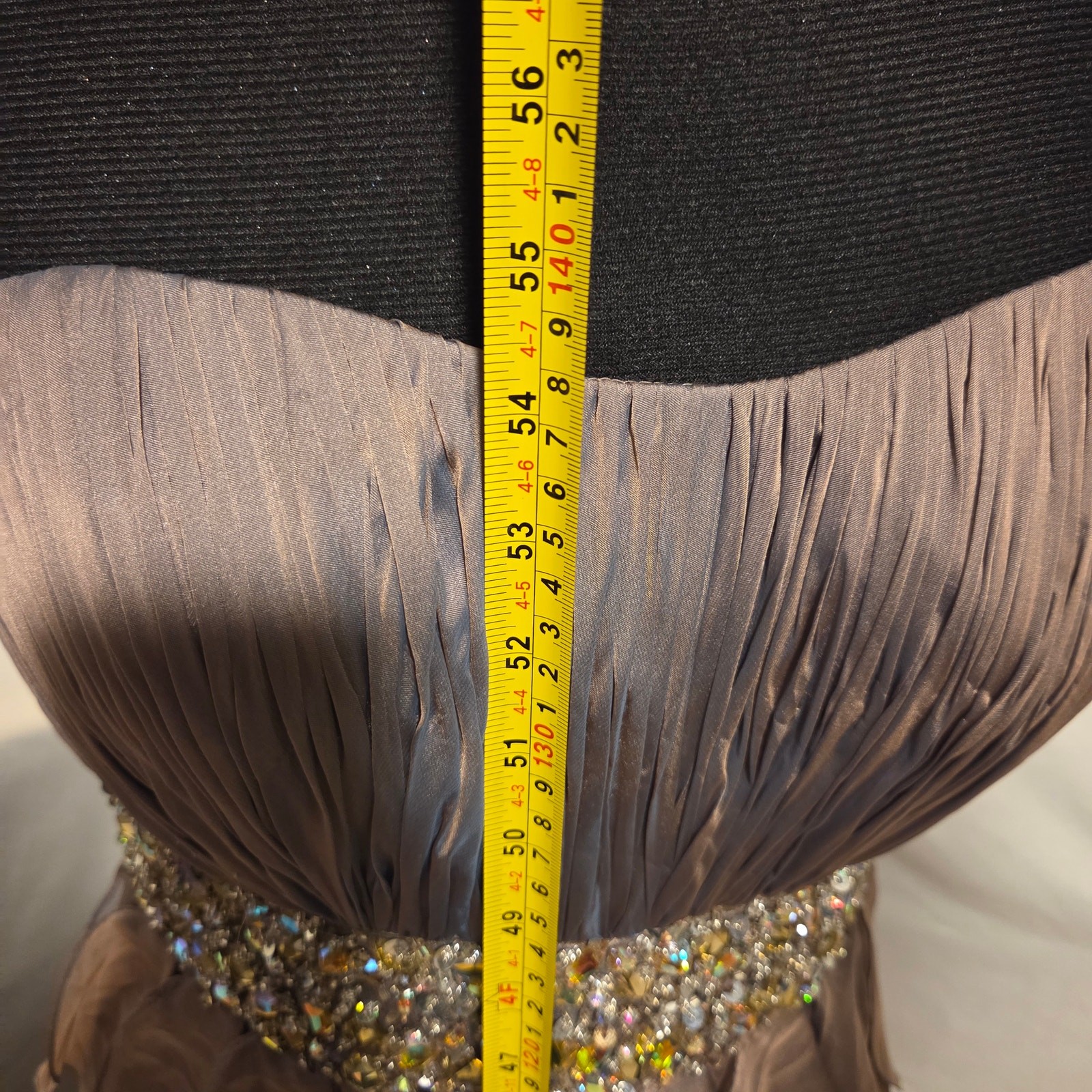 Jovani Strapless Beaded Waist Ruffle Prom Evening Gown Dress Size 12