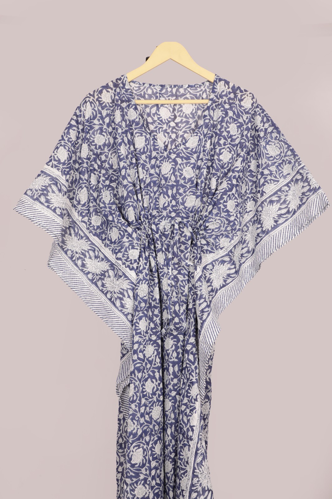TARRIF FREE✅0% CHARGE Hand Block Long Kaftan 100%Cotton 52 Inches Dress KF-69