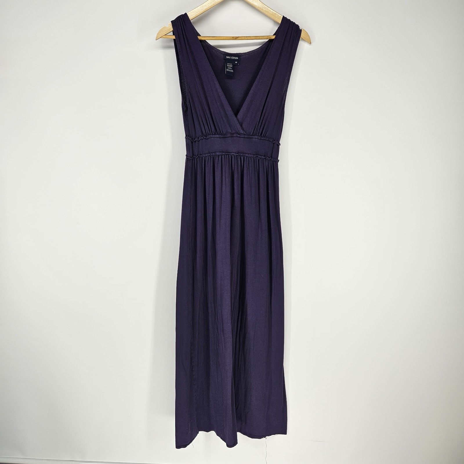 Max Edition Maxi Dress Womens XS Purple V-Neck Empire Waist Sleeveless Wedding