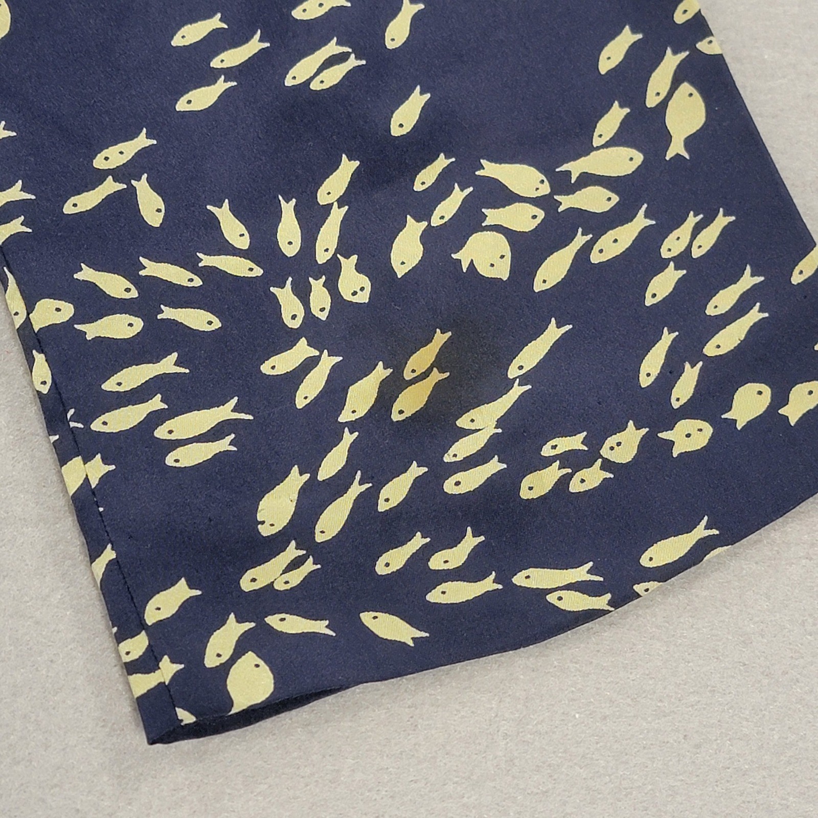 Britt Ryan 100% Silk Fish Print Shift Dress Navy 3/4 Sleeve Women’s Size 8