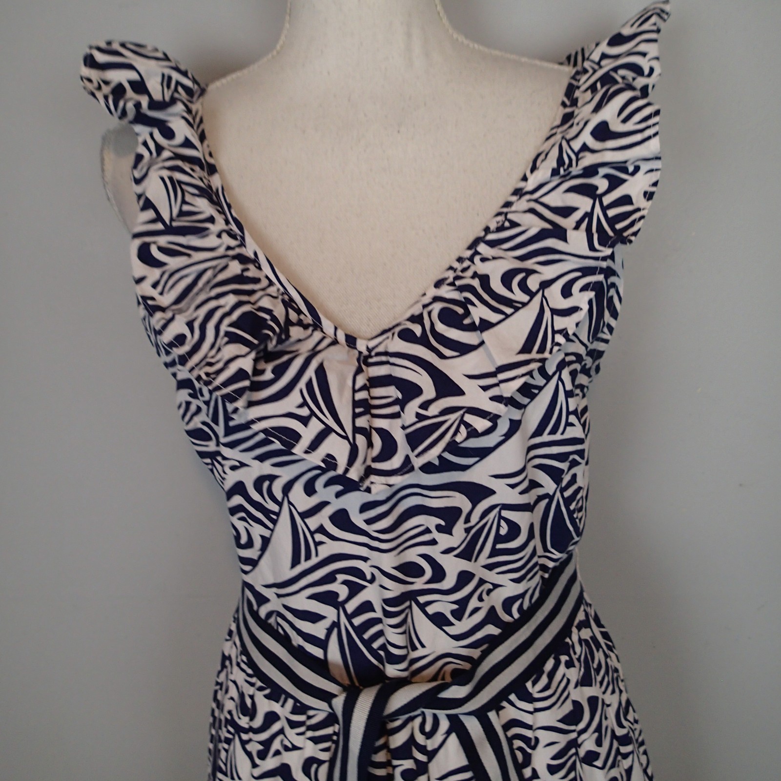 Vineyard Vines Target m Navy Blue White Nautical Cotton Dress Belted Preppy