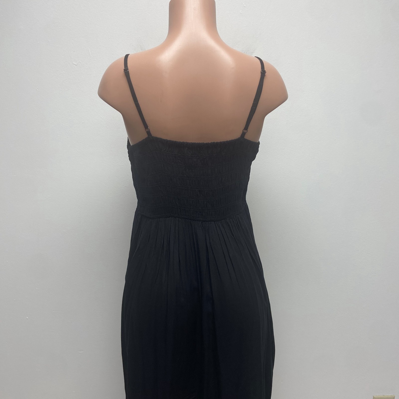 Universal Thread Maxi Sundress Womens Black Button Top Smocked Boho Medium NWT