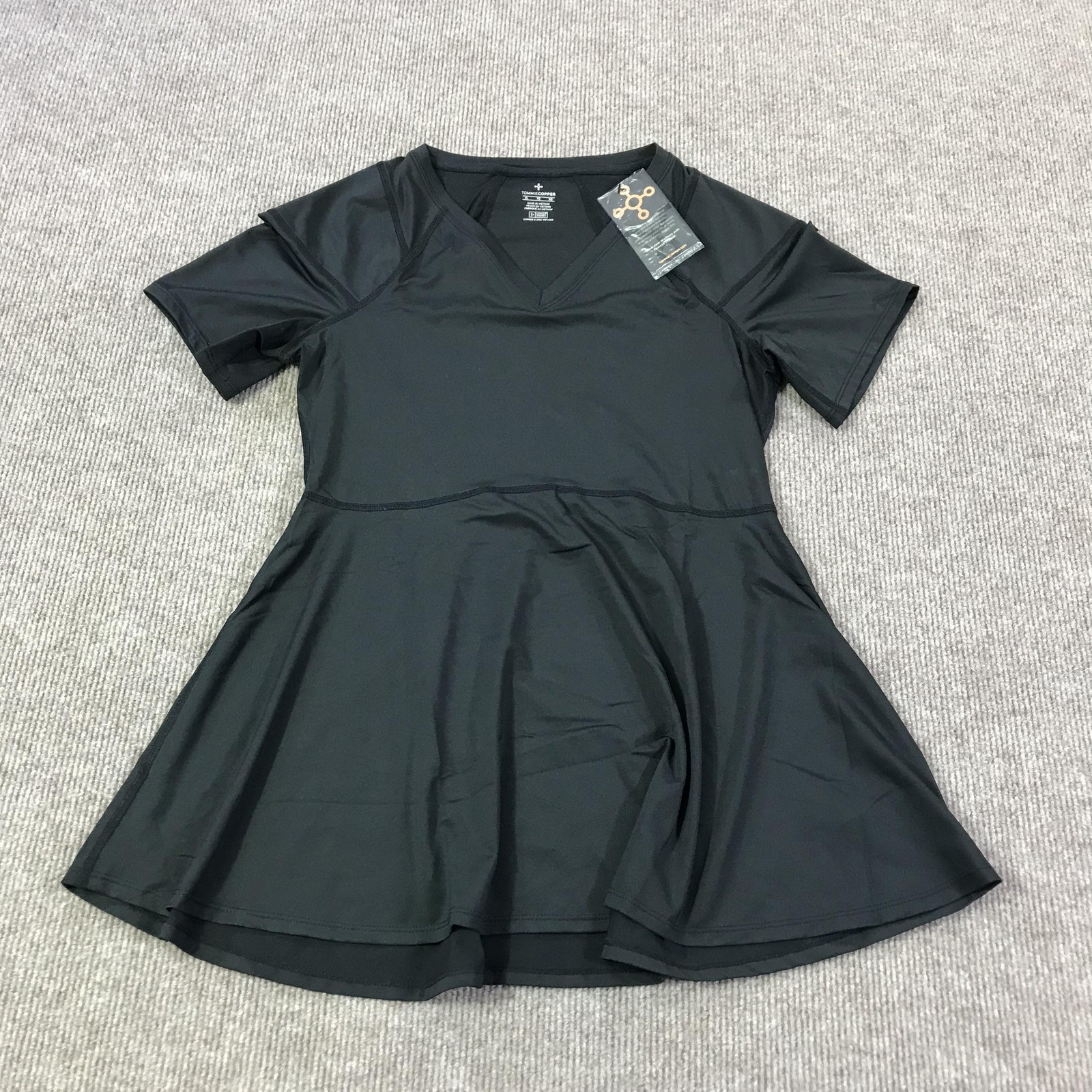 Tommie Copper Dress Womens XL Black V-Neck A-Line Shift Athletic Copper Znergy