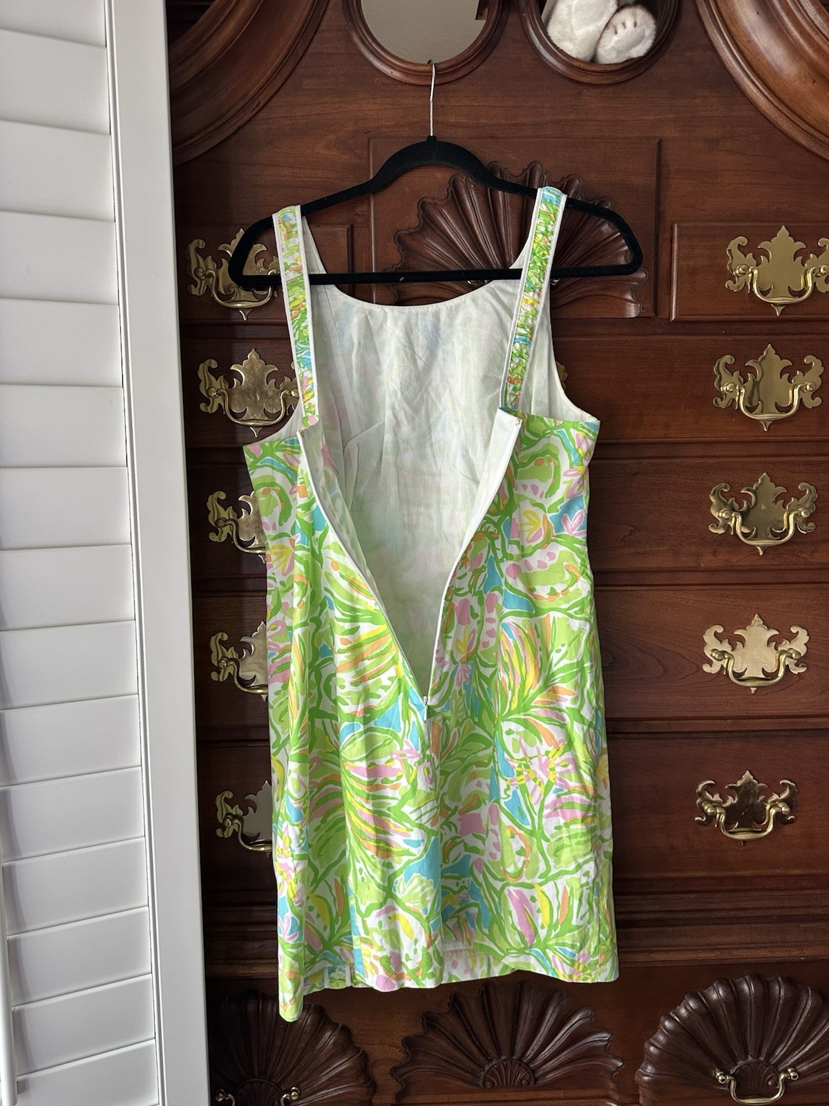 Green Pink Blue White Floral Sheath Dress Sleeveless Square Neck Lined Zip 8