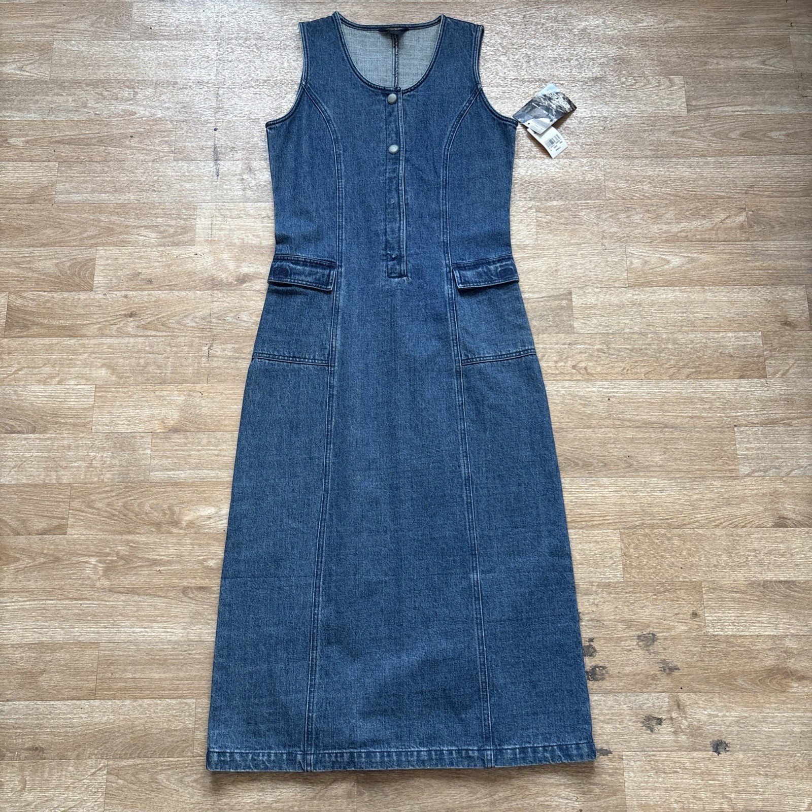 New Woolrich Denim Jean Jumper Dress Midi Vintage 90s S Western Country Cottage