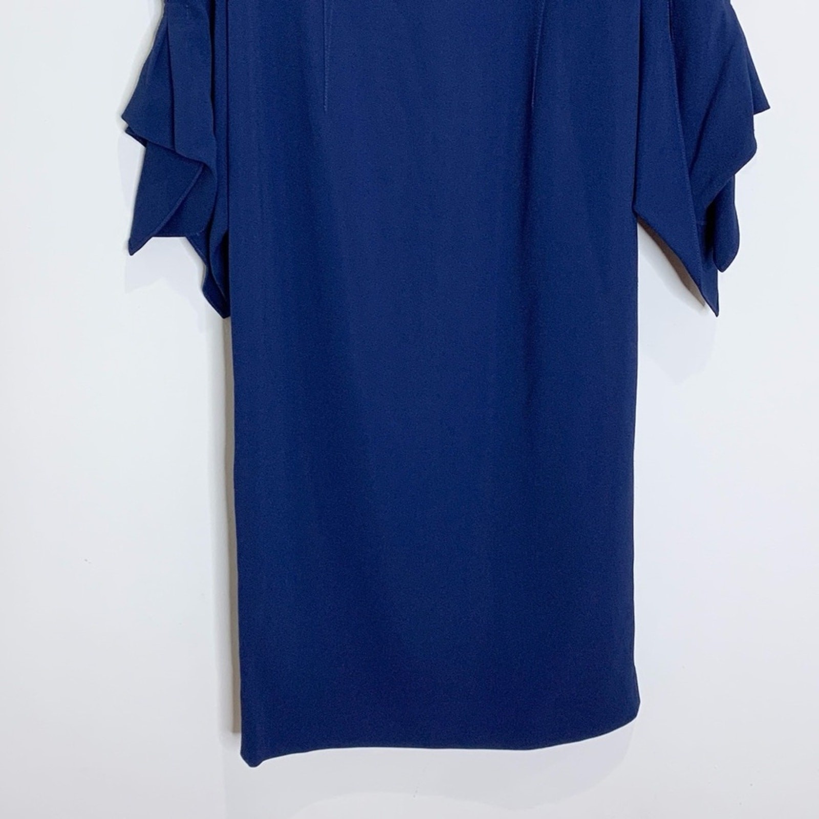 Roland Mouret Rosslare Dress (Sz US 8) Crepe Sheath Midi Navy Blue