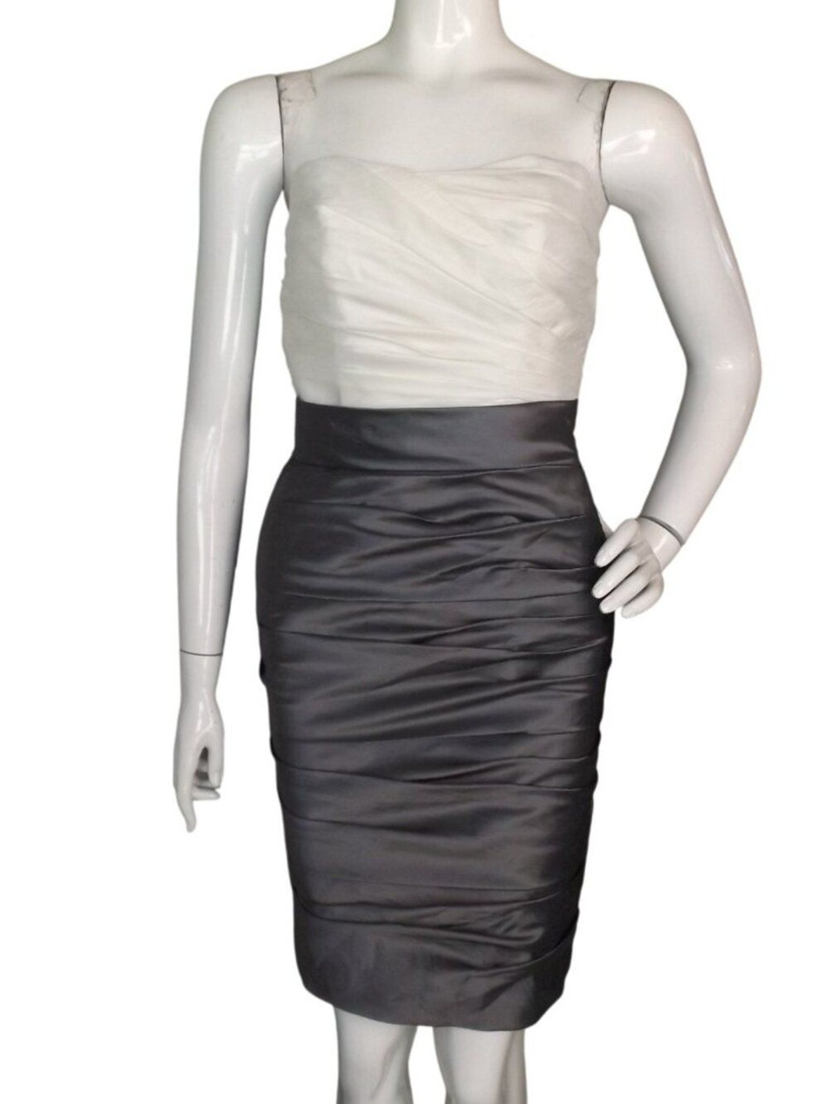 VAL STEFANI Strapless Dress, 6/FL XS, Bridesmaid, Short, Sheath, Ivory/Platinum