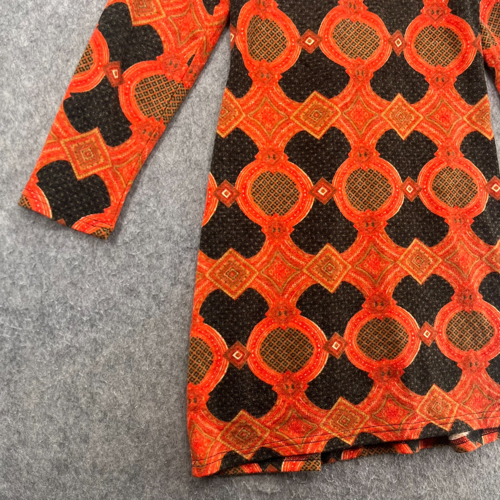 Aryeh Anthropologie Abstract Print Sweater Dress Shift Size L Orange Black NEW
