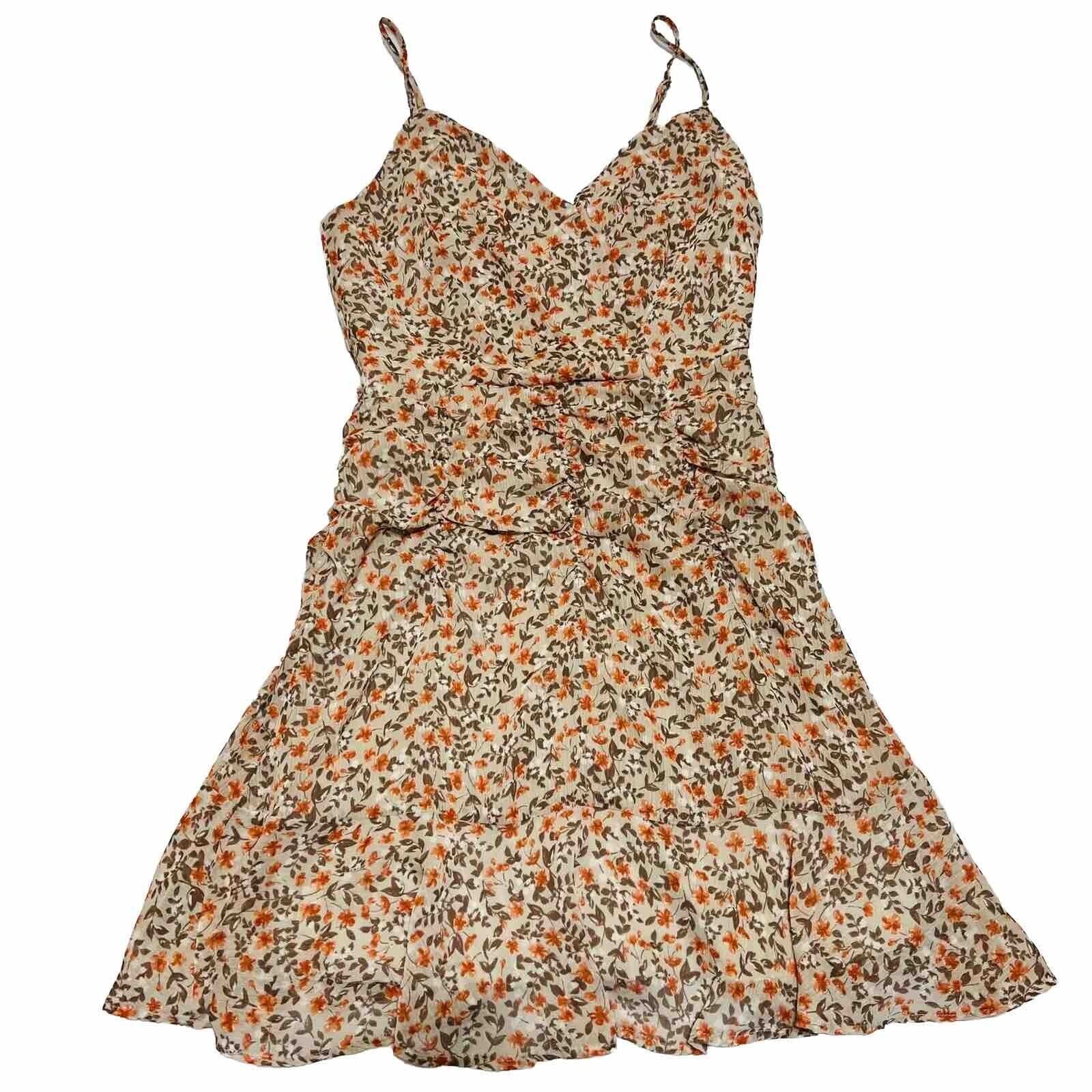 All in Favor Floral Mini Dress XS Ruffle Chiffon Spaghetti Strap Summer Boho NWT
