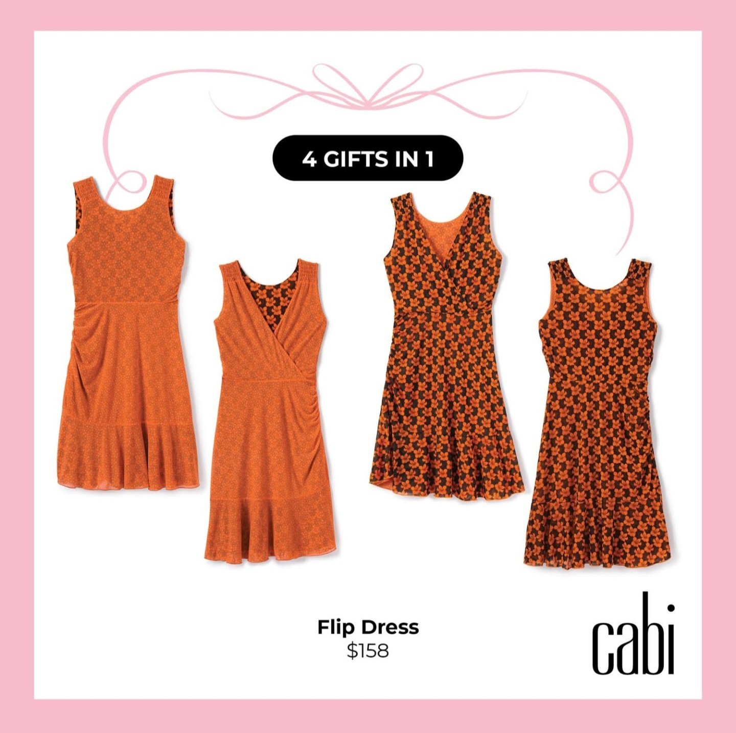 CAbi Reversible Midi Flip Dress Floral & Dots Wide Strap Cinched Accents👗#6370