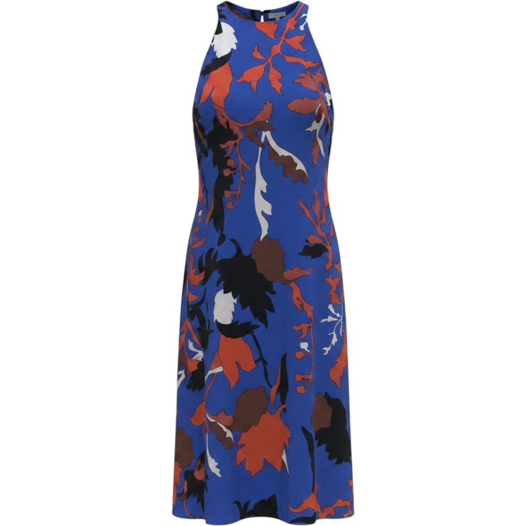 Rachel Rachel Roy Blue Floral High Neck Halter Midi Dress Large NWT