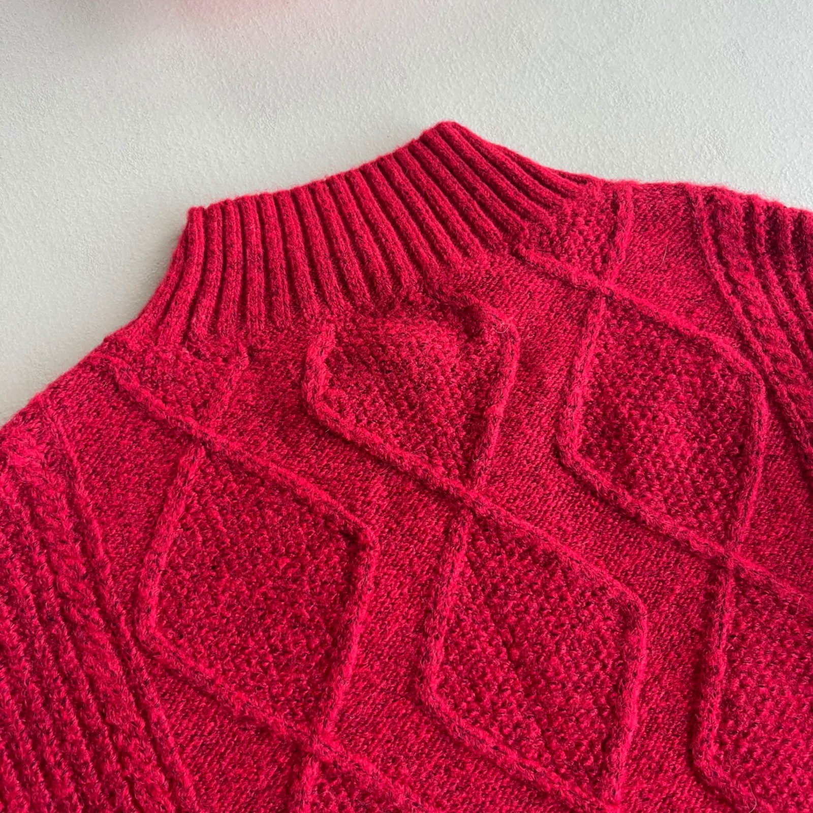 LOFT Women’s Sm. Red Cable Knit Mock Neck Long Sleeve Sweater Dress Cozy Holiday