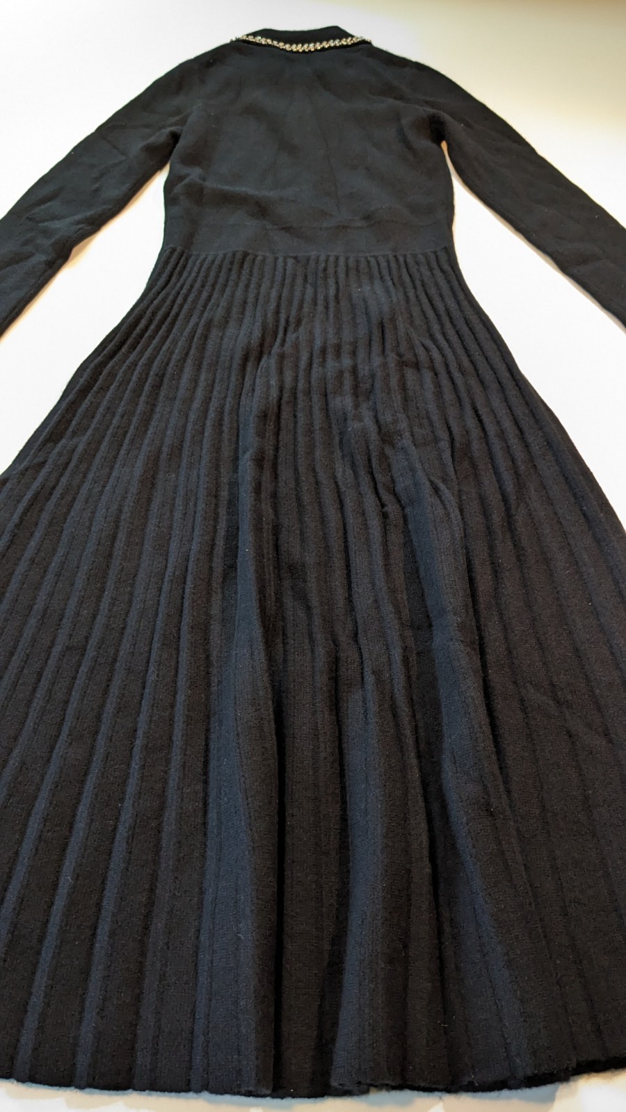 Elie Tahari Black Cashmere Crystal Collar Pleated Long Sleeve Dress XS $595 NWT