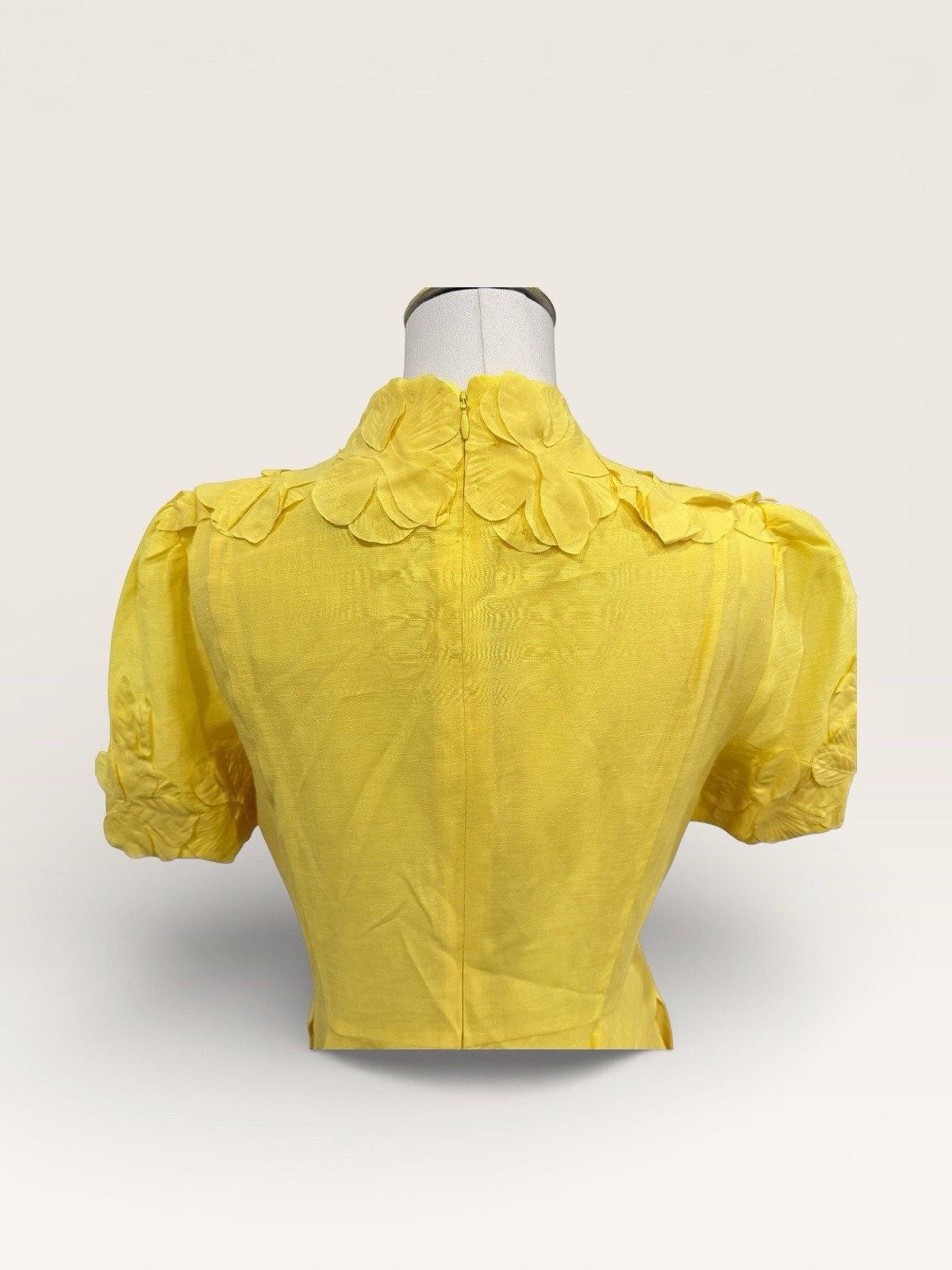 Antonio Melani SZ 8 Iris Linen Floral Appliqué Mockneck Dress Sunshine Yellow