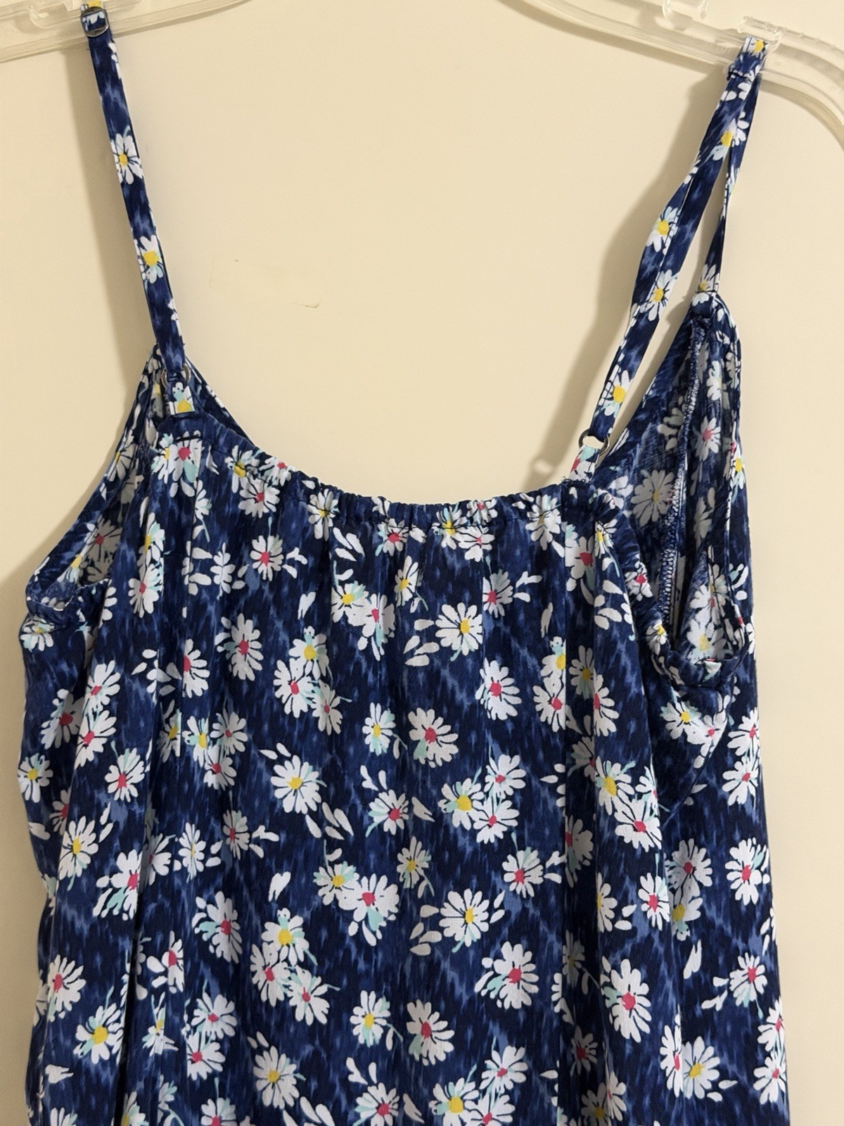 Hollister Blue Floral Strap Sundress Midi Button Down Sz M