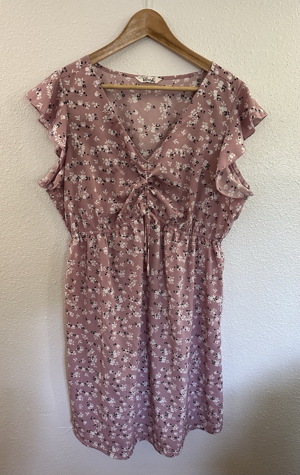 Hint Of Blush Dress Womens Large Pastel Pink Floral