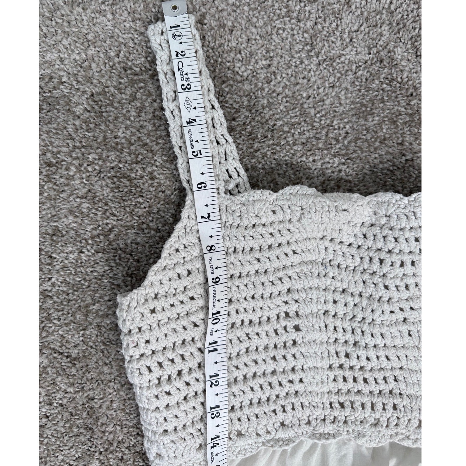 ASOS DESIGN Cream Crochet Broderie Anglaise Mini Dress Tiered Eyelet US 10