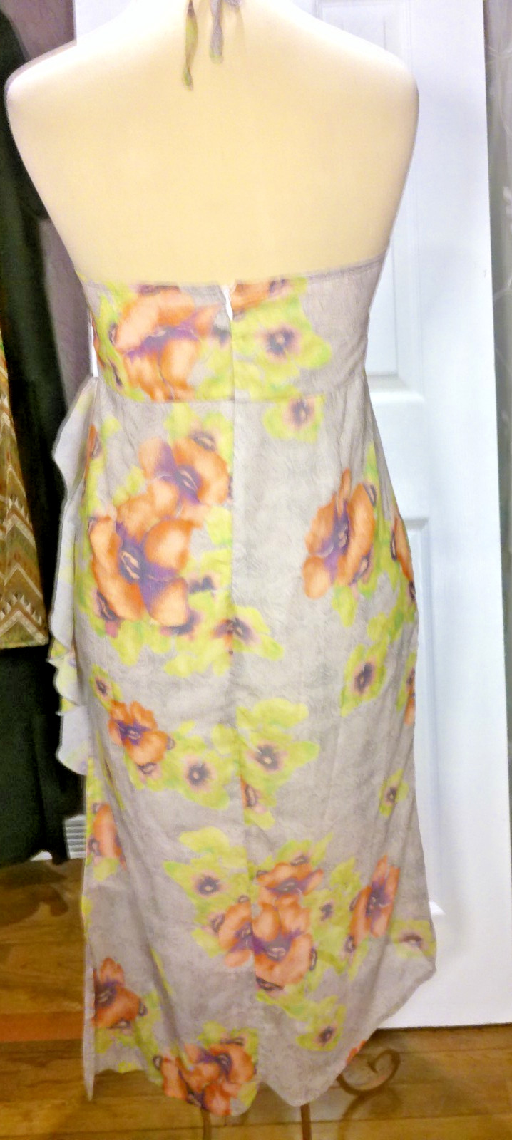 Midi Dress Dazy Floral Print Sheer Lined Strapless Bow Midi Sundress Preppy XL