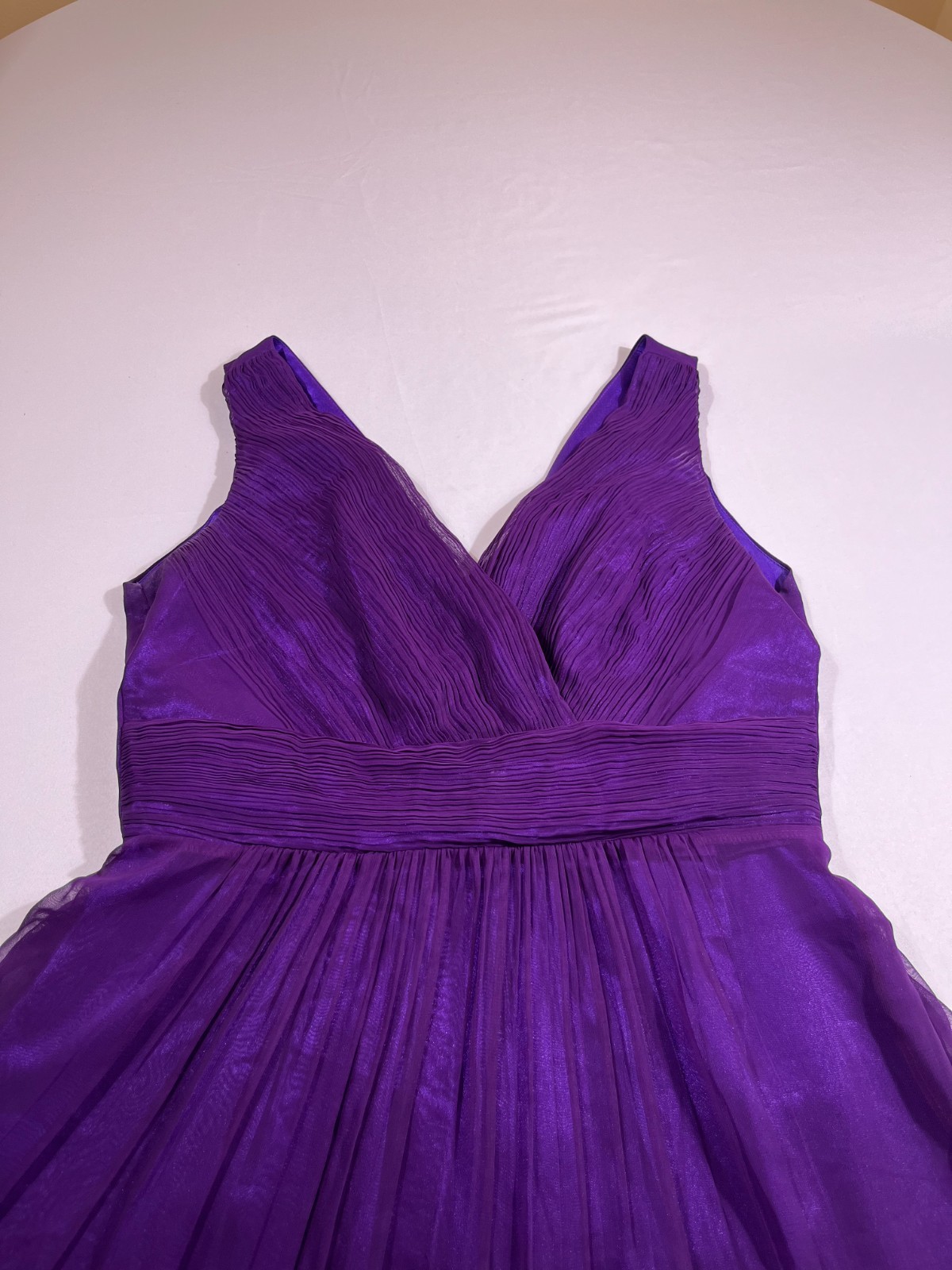 Deep Purple Chiffon Maxi Dress Ruched V Neck Evening Gown Whimsygoth Prom 15.5