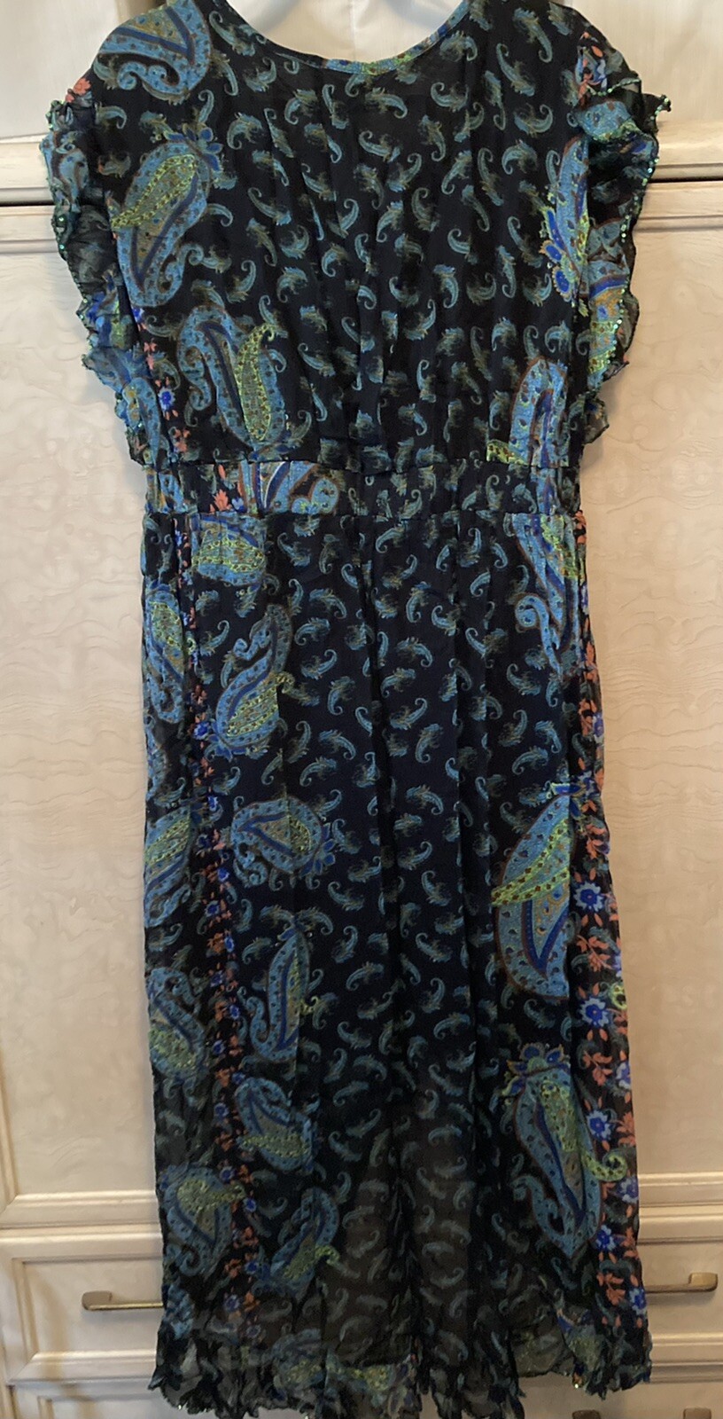 ALBERTO MAKALI NWT XL black cap sleeve dress sequins may Fit L
