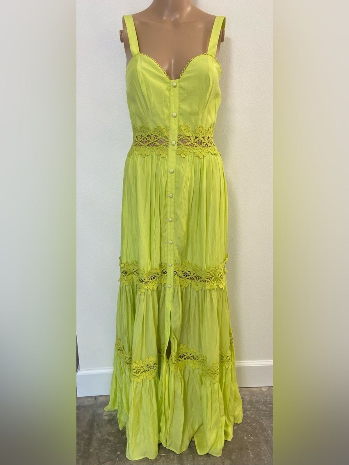 Miss Avenue Women’s lime Green maxi Dress sz M