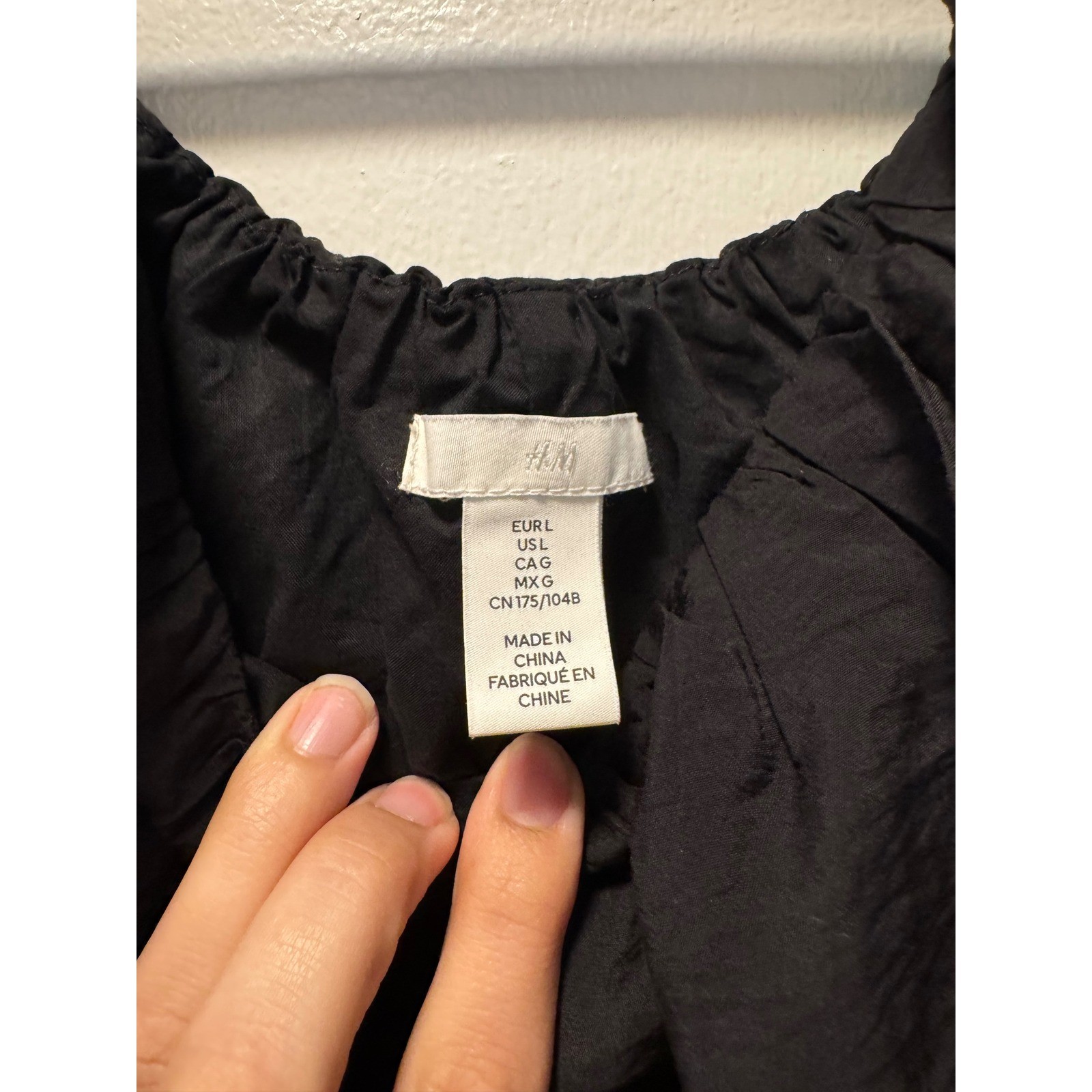 HM Black Puff Sleeve Cutout Midi Dress Womens Large Elastic Waist Viscose Blend