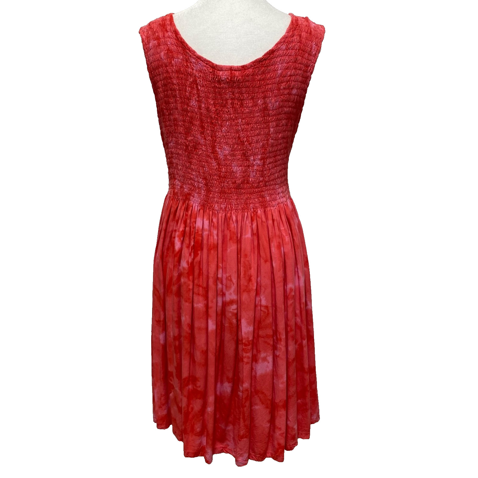 Go Fish Clothing & Jewelry Co Midi Sleeveless Dress Sz L Floral Red Pink Beachy