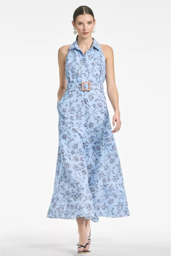Sachin & Babi Sky Floral Casey Sleeveless Midi Shirtdress Size 12 $425