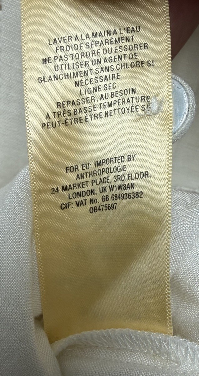 ANTHROPOLOGIE MOULINETTE SOEURS Perla Shift Dress Size 4 Lace Ivory Linen Blend