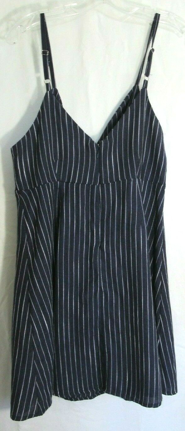 By Together Blue White Striped Tie Front Linen Lined Sleeveless Dress Size M NWT