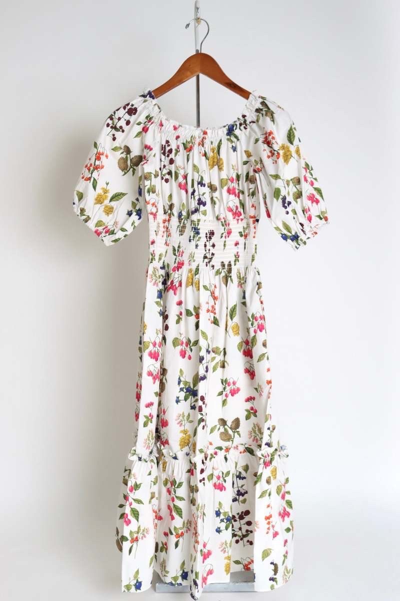 Free Ship Cara Cara Mimi Midi Floral Dress White, Pink, Purple, Green Size Small