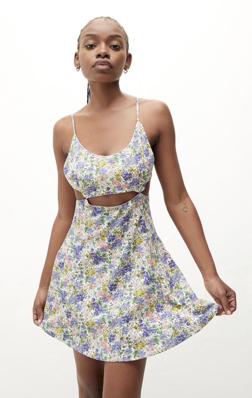 PacSun LA Hearts Cutout Bodice Mini Dress Floral Size Medium