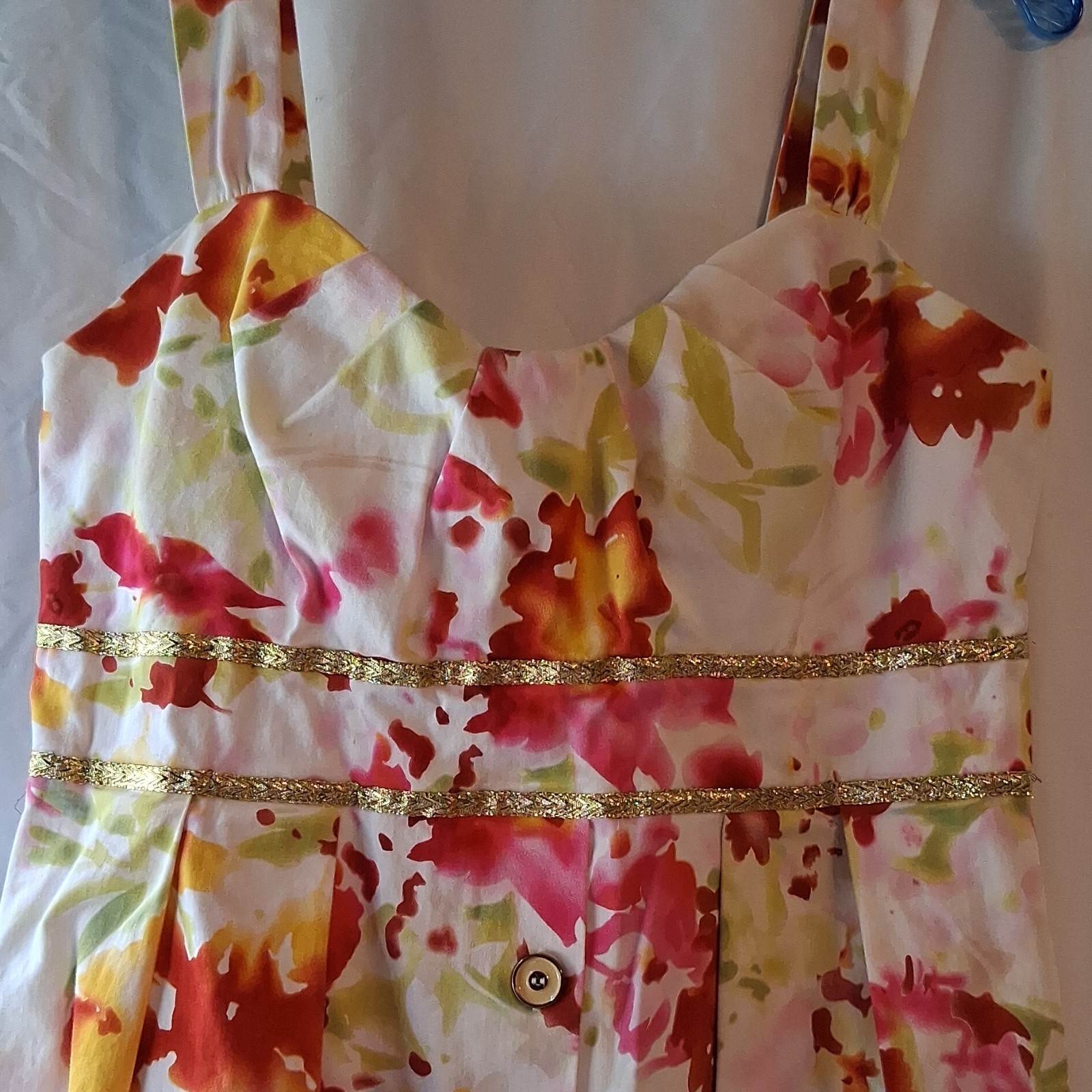 Roulette Floral Sweetheart Sleeveless Knee Sundress White/Pink 12 Lined Zip