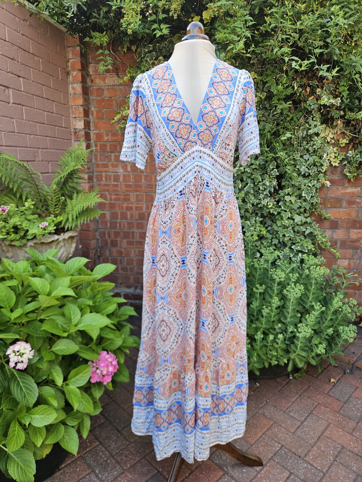 Floaty Boho 70s Style Breathable Summer Holiday Festival Dress Hippie Folk 14