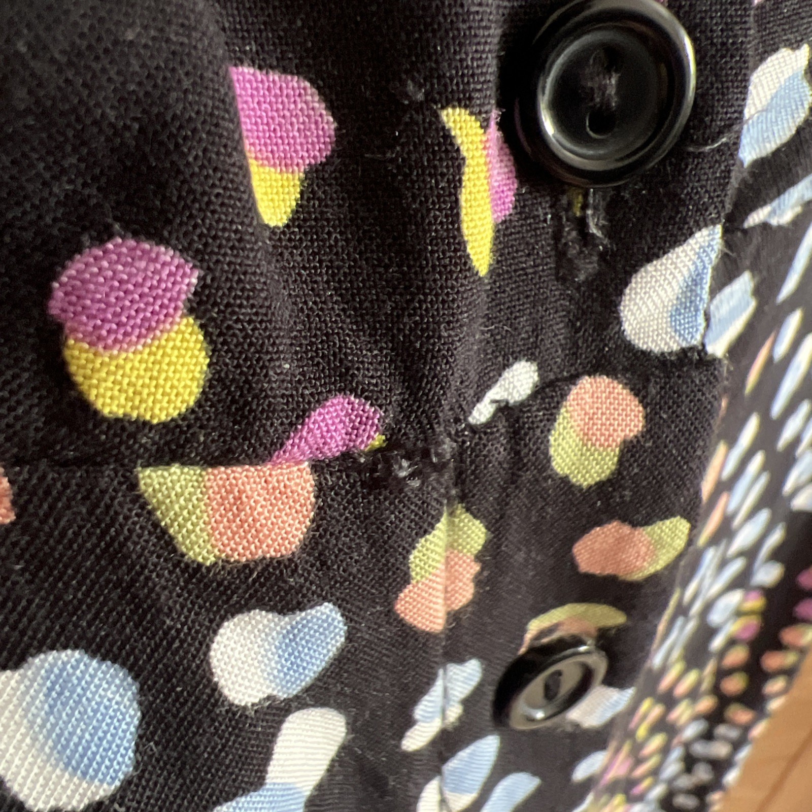 Nobody’s Child Black Dot MultiColour Midi Dress Button Down Sleeveless 8 viscose