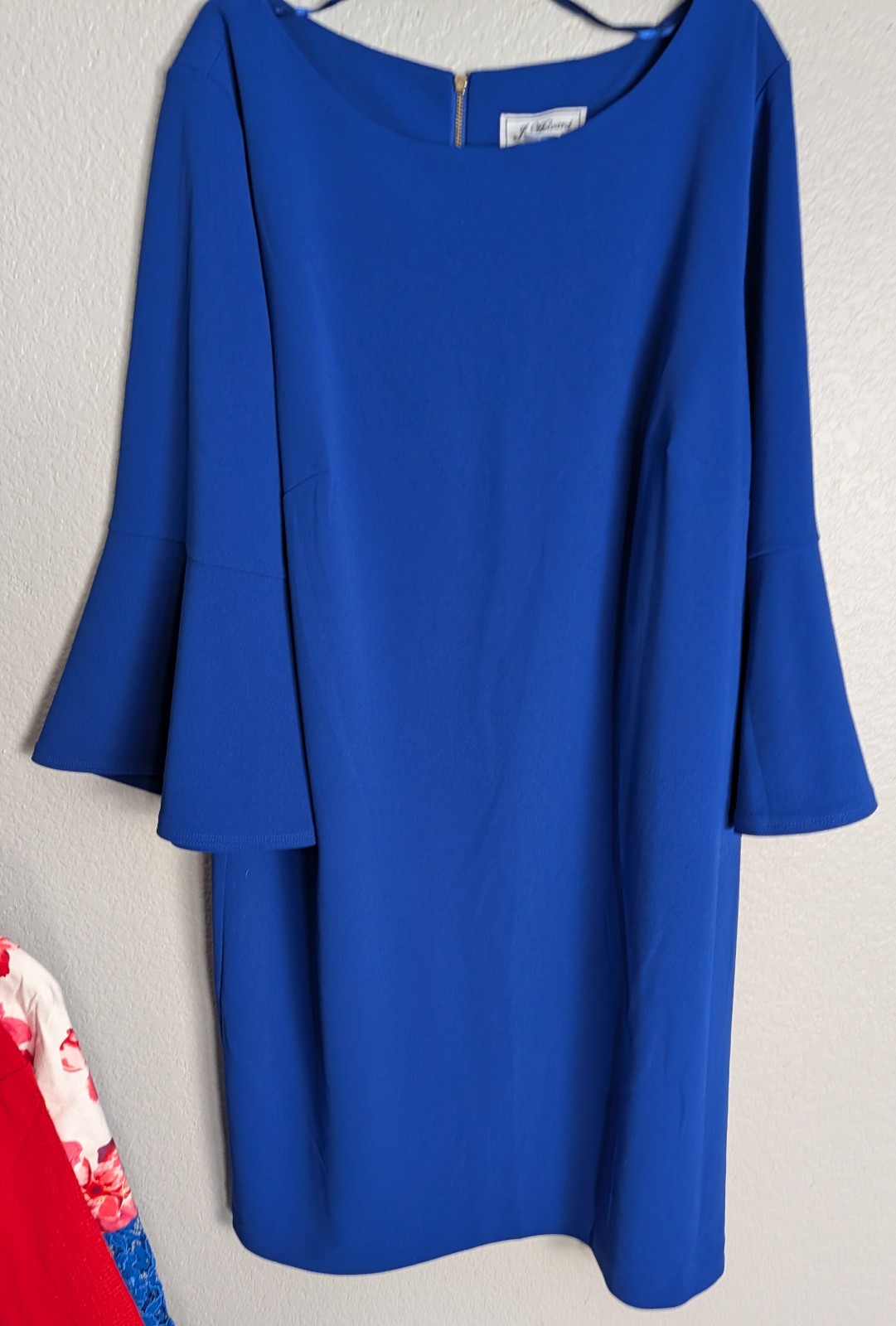 J. Howard Dress Womens 18W Eighteen Weekly Blue Bell Sleeve Zip Back Knee Length