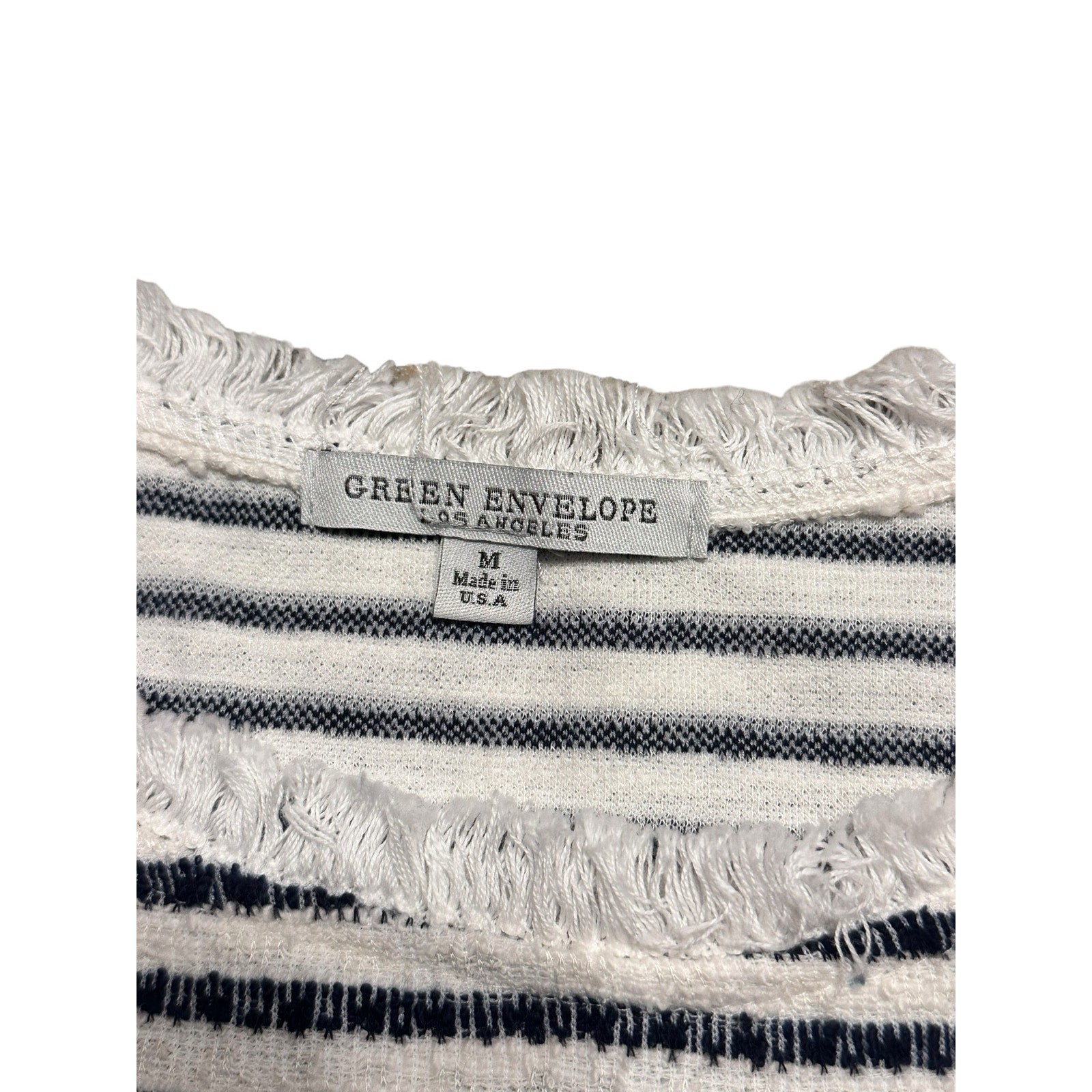Green Envelope Striped Sleeveless Mini Shift Dress with Fringe Size Medium