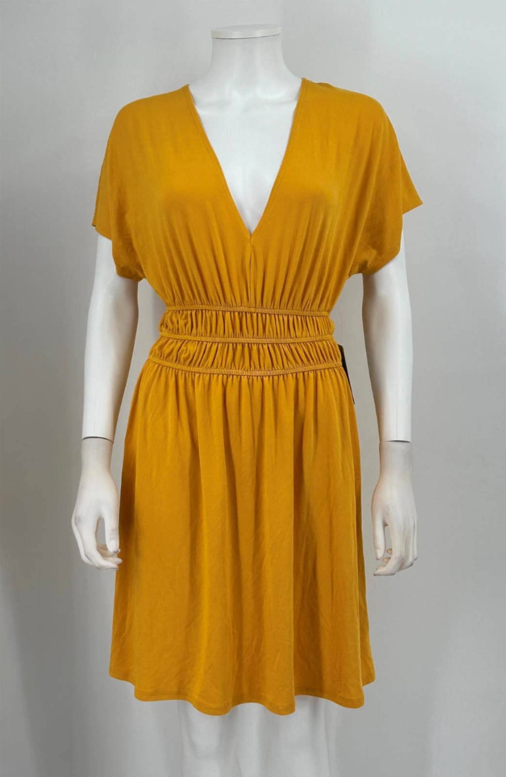 Velvet Torch Dress V Neck Mustard Womens Sz M NEW NWT N122