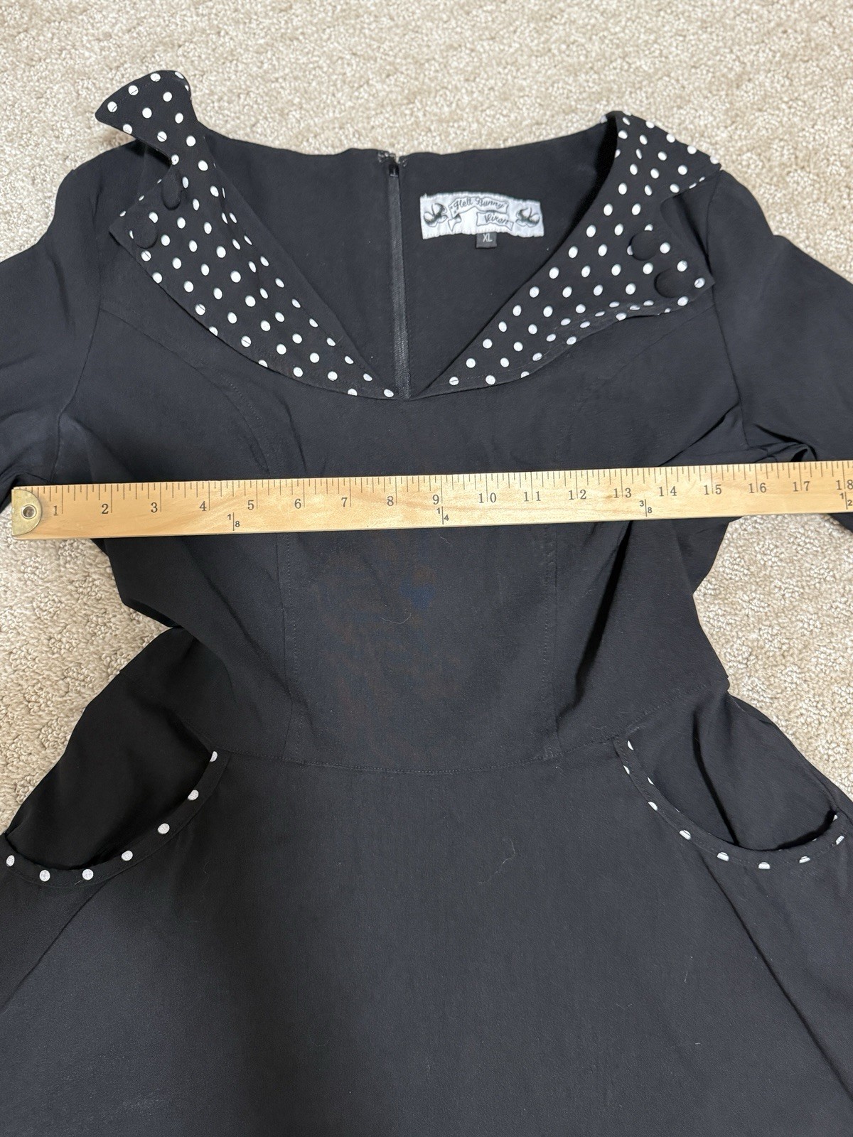 Hell Bunny Vixen Rona Black Polka Dot Pinup Rockabilly Retro Dress Size XL