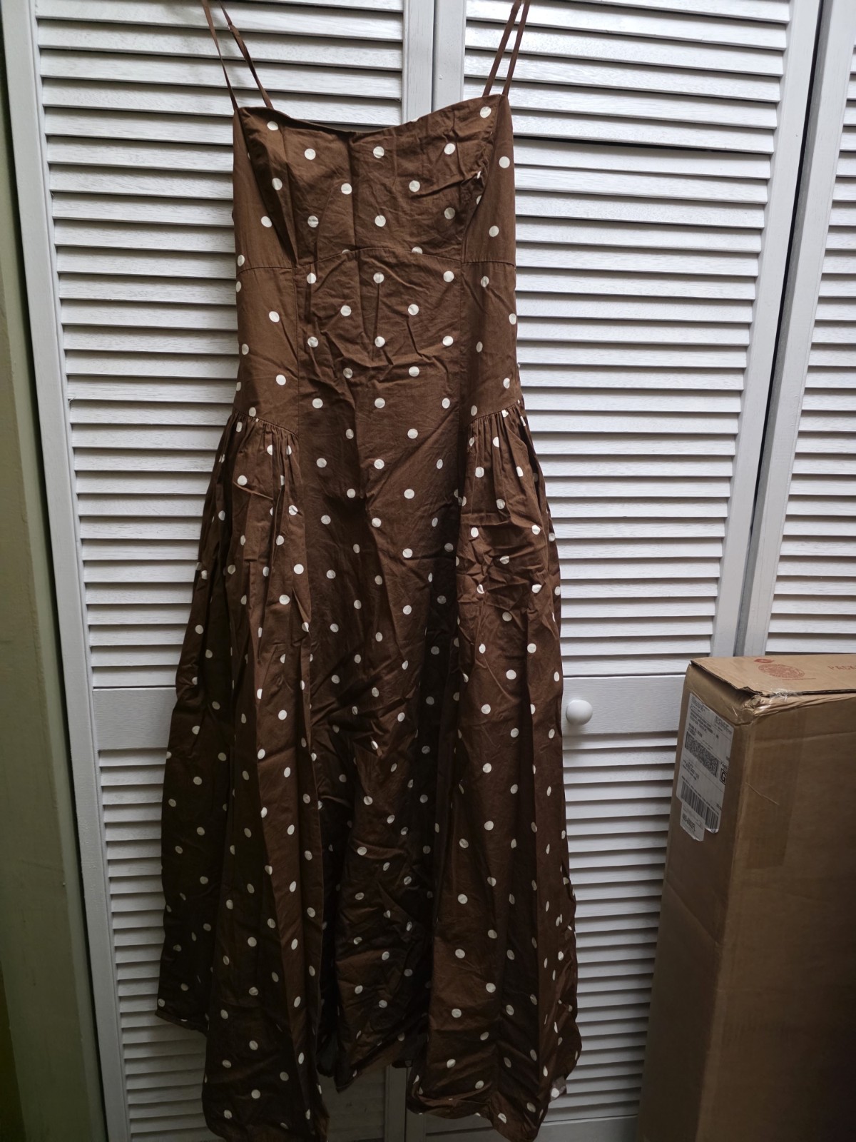 NWT Caroline Constas Cut Out Back Polka Dot Maxi Dress Sz L
