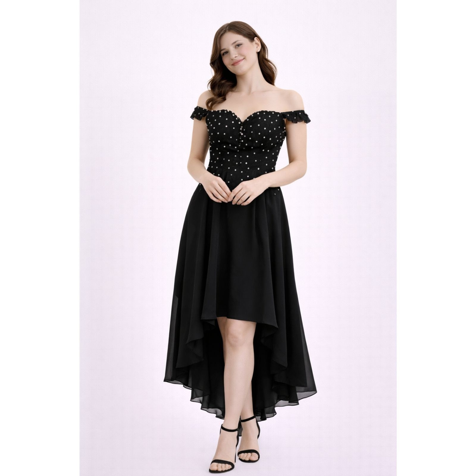 JJ’s House Hi-Low Rhinestone Bodice Dress Formal Black 2