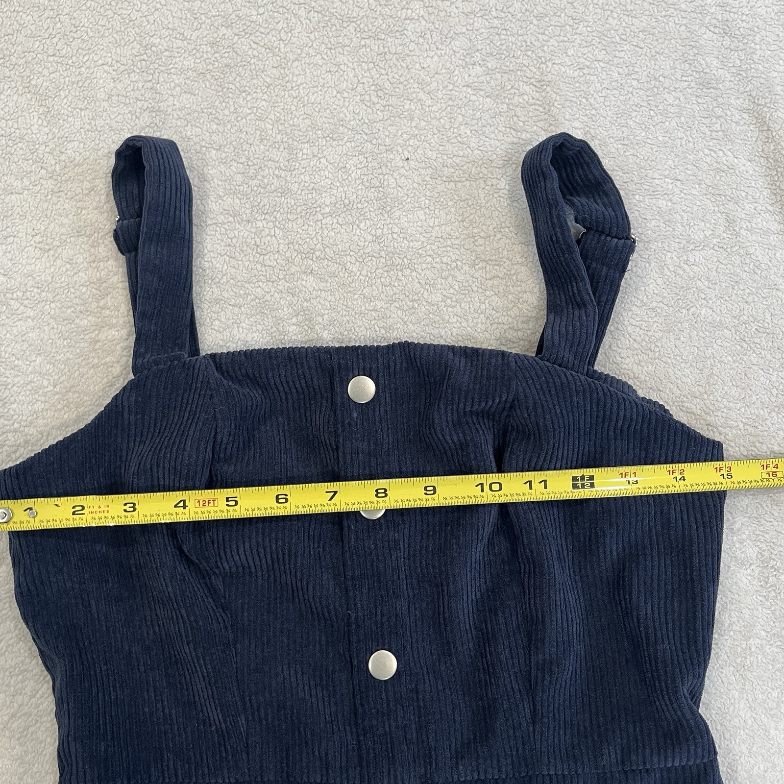 Lulus Womens XS Button Front Corduroy Mini Dress Sweet Contentment Blue Short