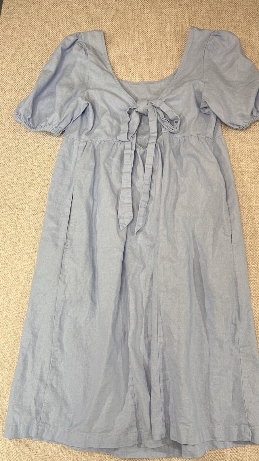 Isabel Maternity by Ingrid & Isabel Blu Casual Linen Dress Size Small Baby Doll