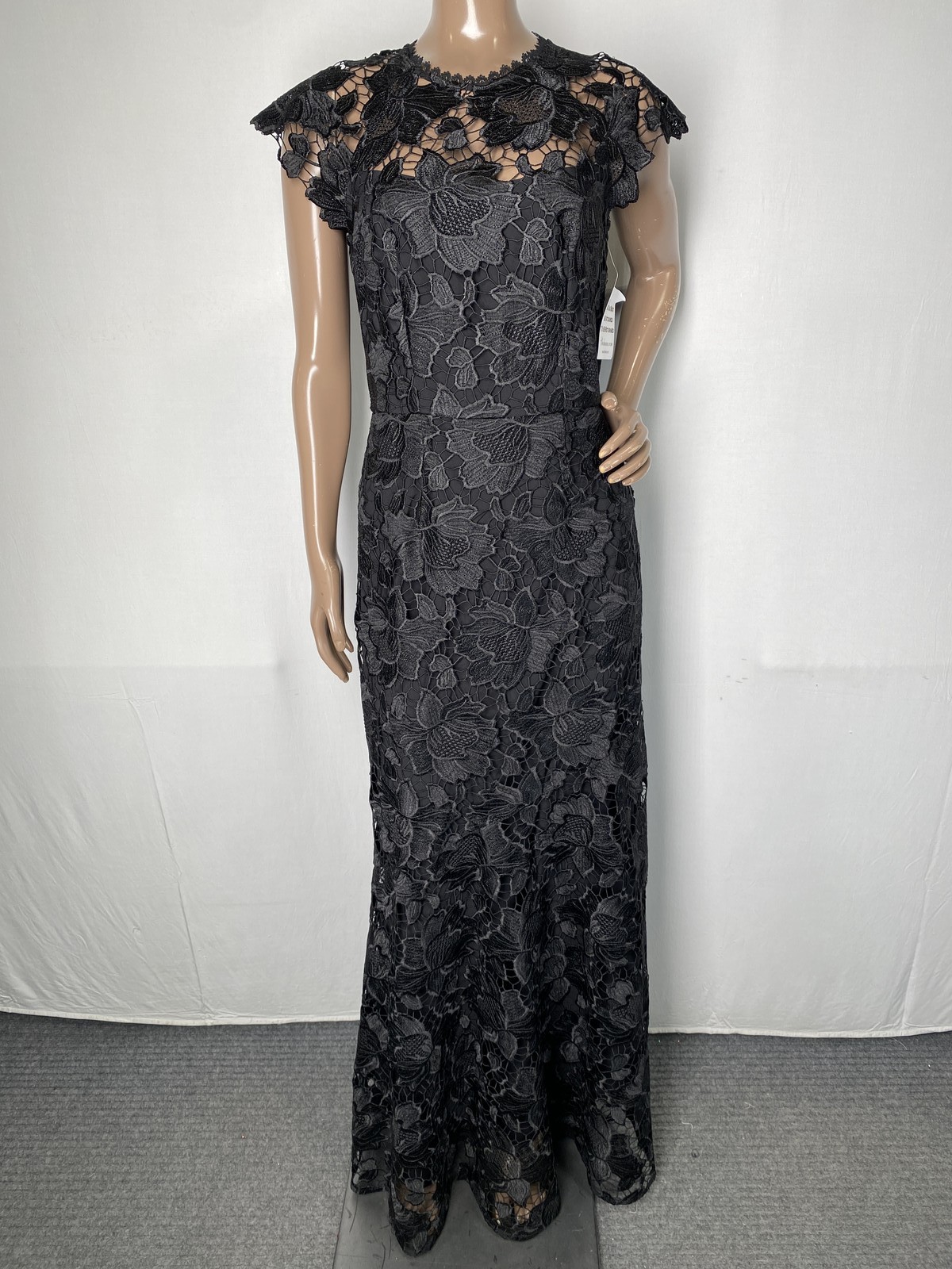 Shoshanna Midnight Womens Maxi Dress Jet Black Size 6 Raven Floral Embroidery