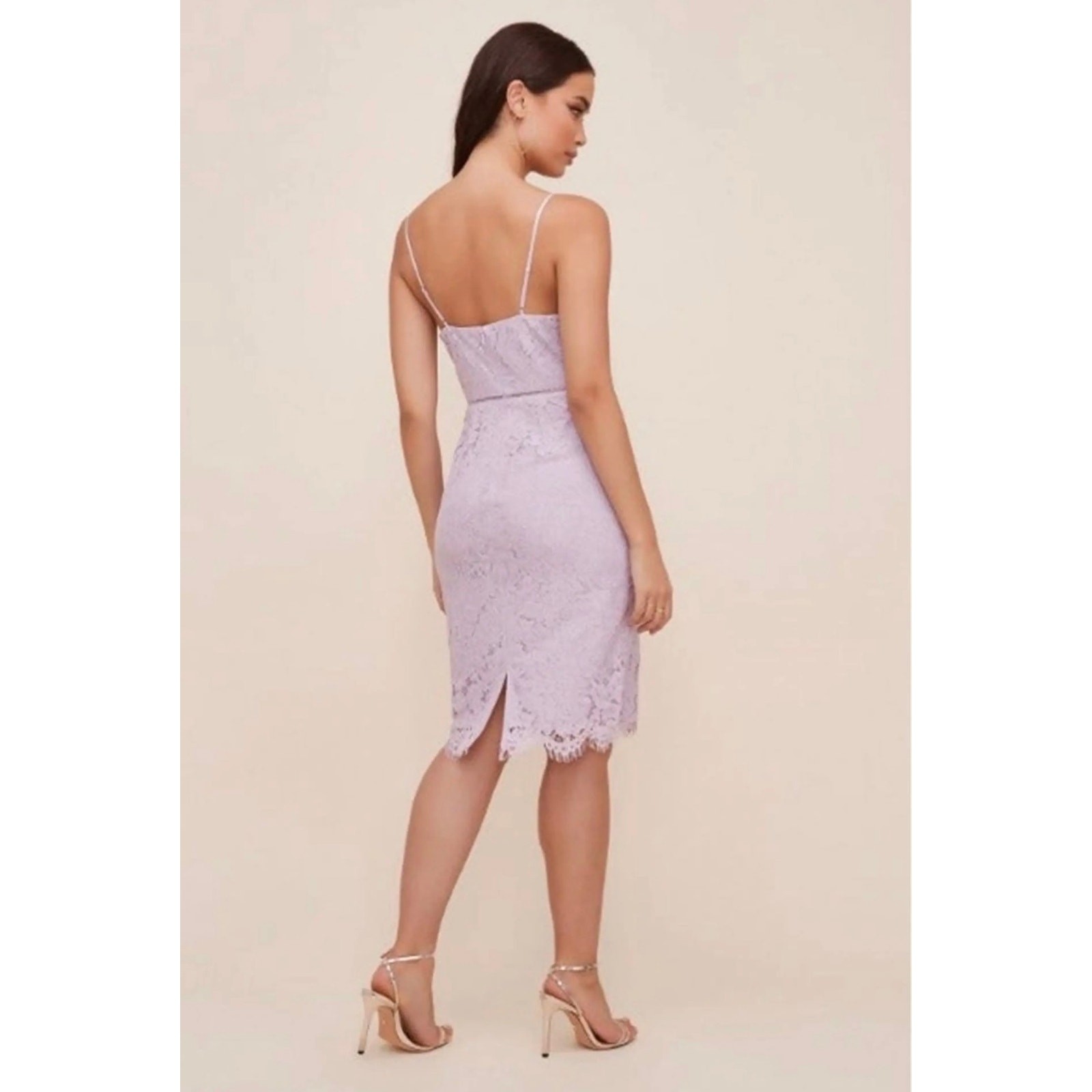 ASTR The Label Dusty Lavender Lace Midi Dress XS Spaghetti Strap Bodycon