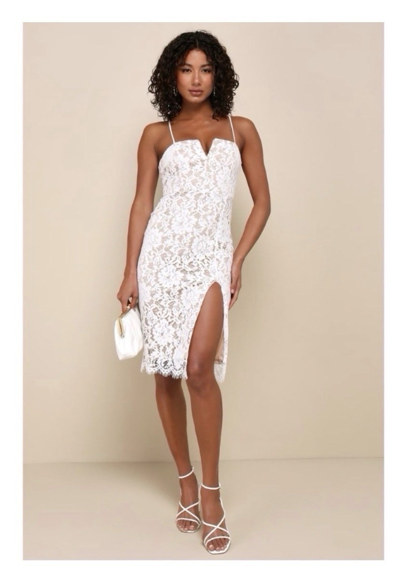 Lulus White Lace Dress Size Medium