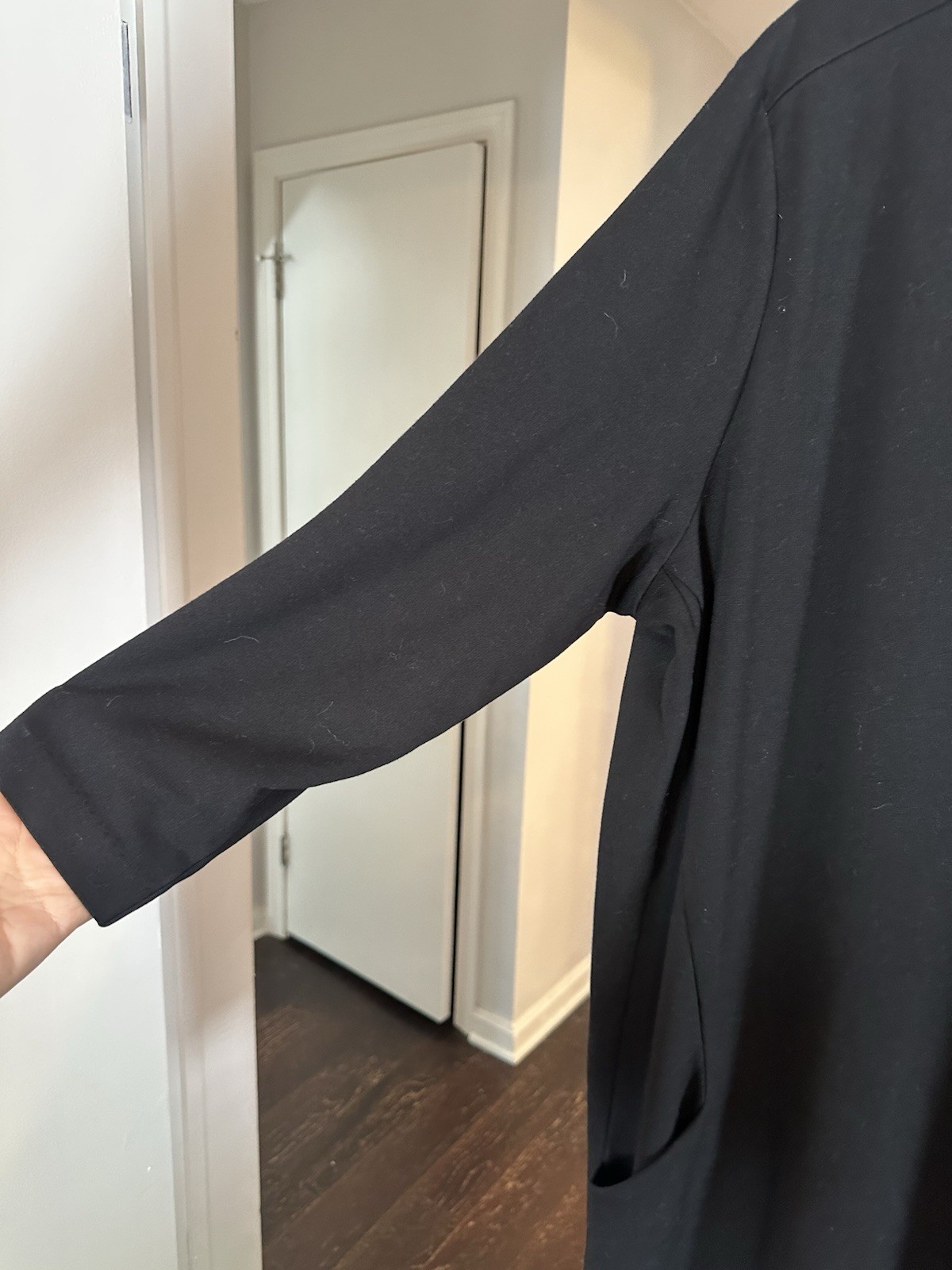 H&M Women’s Black Shift Dress Size 2XL 3/4 Sleeve With Pockets Mid Length